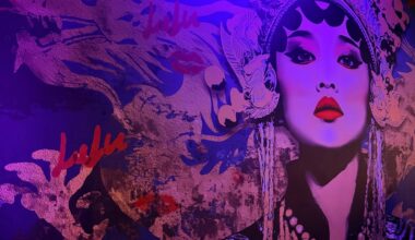 Cool-toned mural of an Asian female.