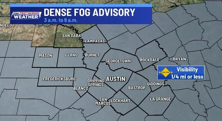 Widespread fog during the early morning