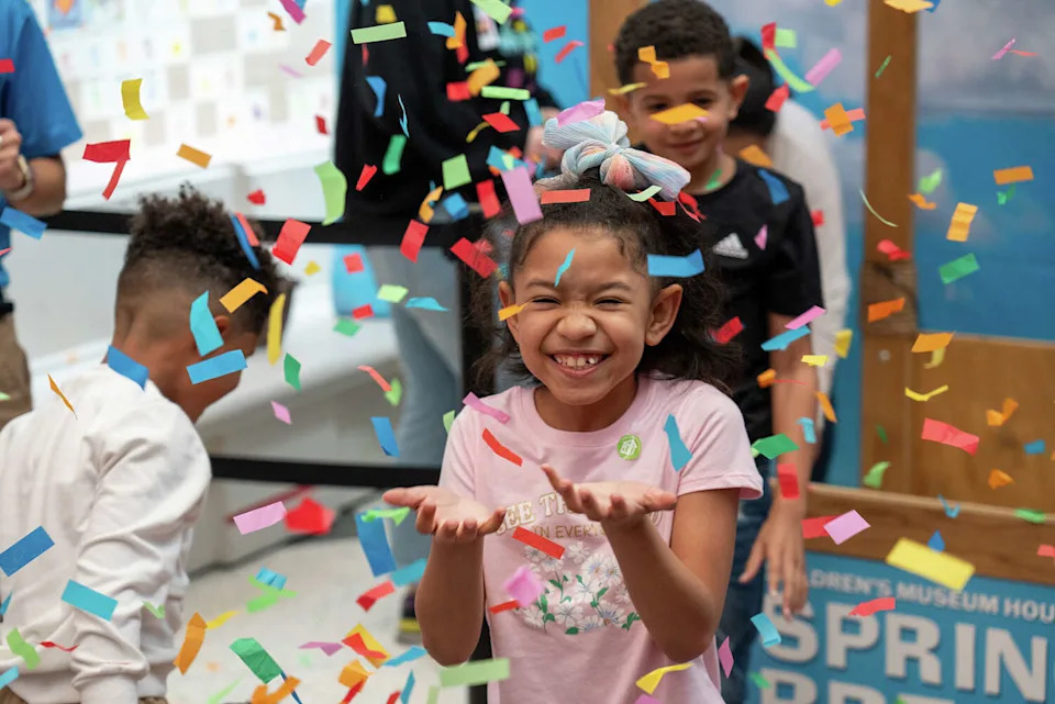 Visitors enjoy the Confetti Party at Children's Museum Houston's Spring Break Blast. (Cody Duty )