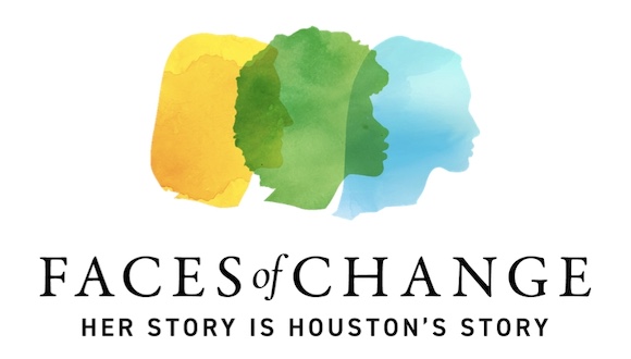 Logo for The Women's Home "Faces of Change" mural art project, featuring three female silhouettes in yellow, green, and blue watercolor.