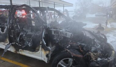 Pickup truck catches fire at Plano Casey’s on Route 34