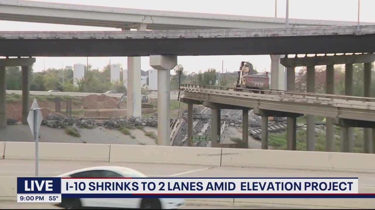 Elevation project shrinks I-10 to 2 lanes