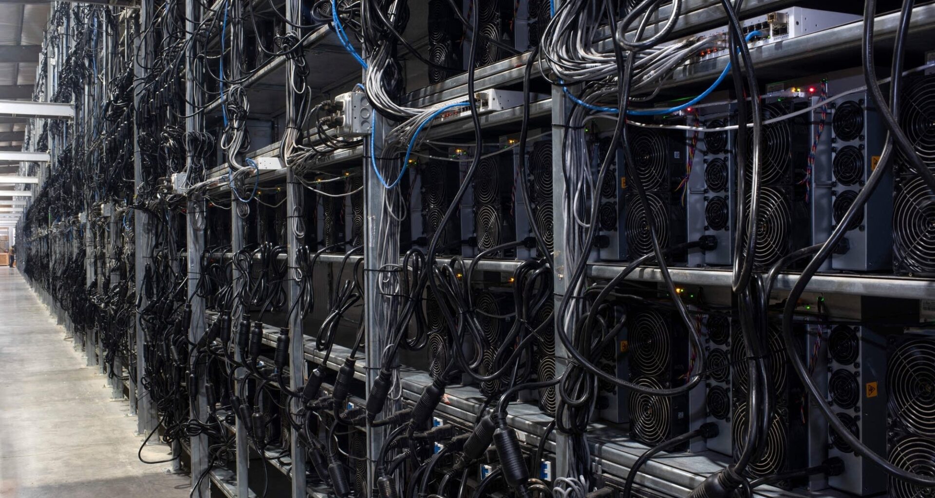 Bitcoin mining machines at the Whinstone bitcoin mining facility in Rockdale, Texas.