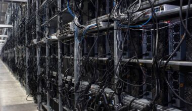 Bitcoin mining machines at the Whinstone bitcoin mining facility in Rockdale, Texas.