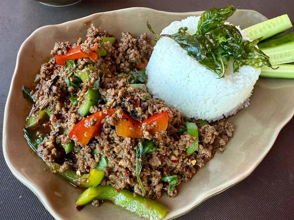 Beef kaphrao with basil and garlic at Ko Thai, seen April 15, 2025, in Fort Worth.