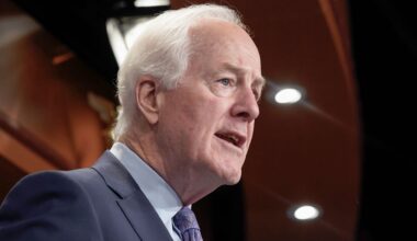 Sen. John Cornyn, R-Texas, speaks to the media during a press conference on the border, Wednesday, Sept. 27, 2023, on Capitol Hill in Washington. (AP Photo/Mariam Zuhaib)