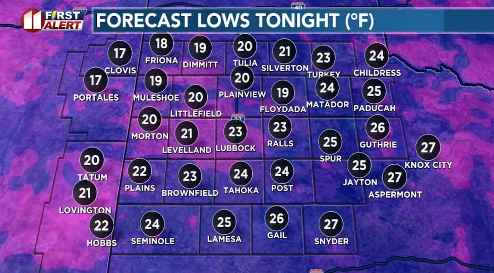 Clearing and cold tonight. Patchy fog may develop over the western viewing area.
