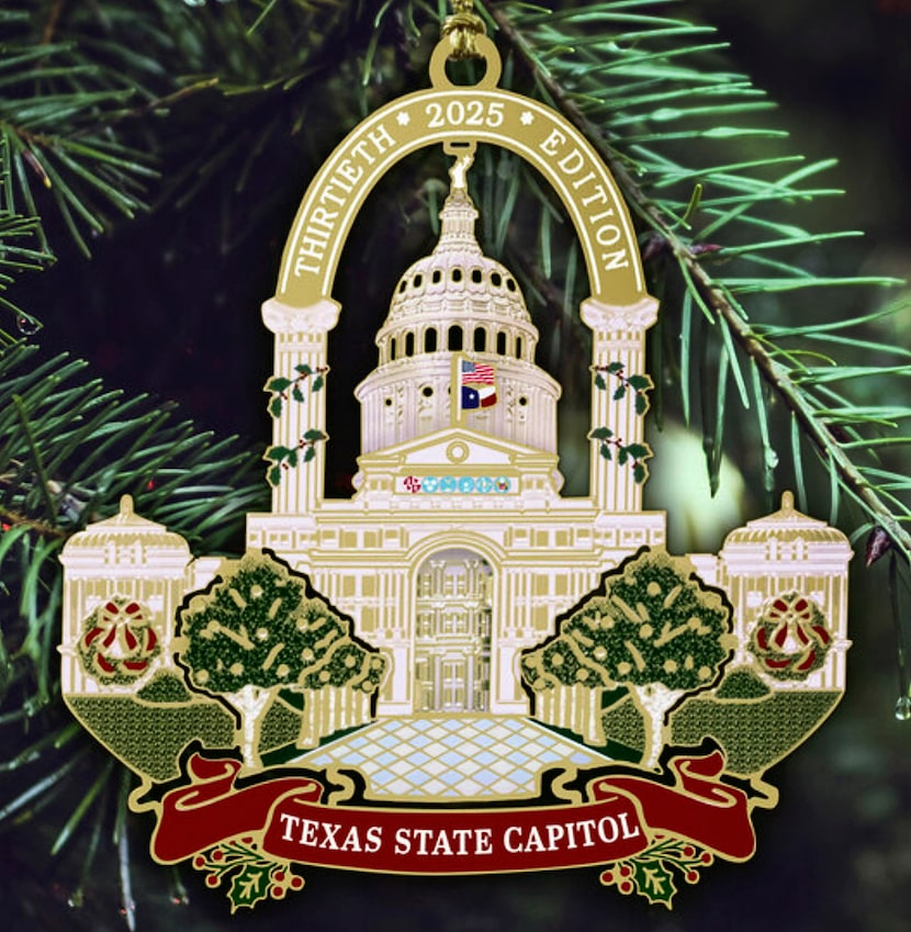 The 2025 Texas State Capitol Christmas ornament features a design that's a throwback to the...