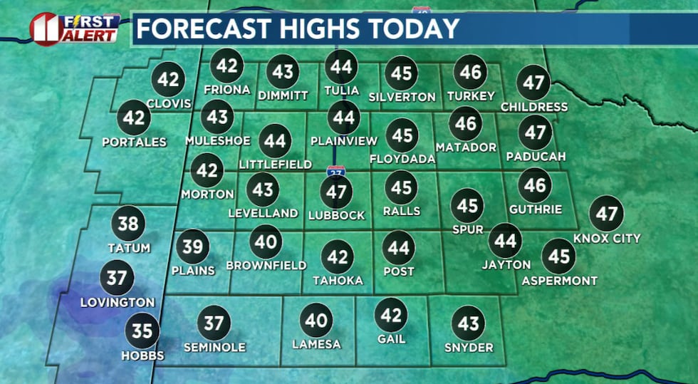 Cloudy and cold with highs well-below average this afternoon.