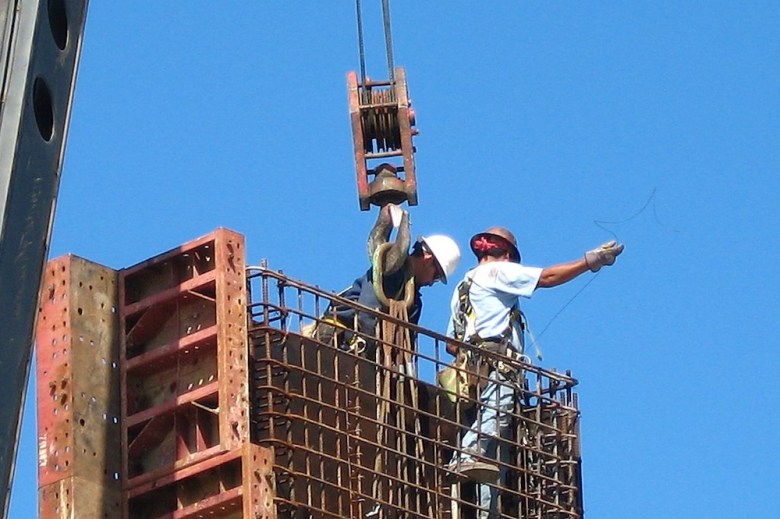 A Texas construction crew works on a highway project.