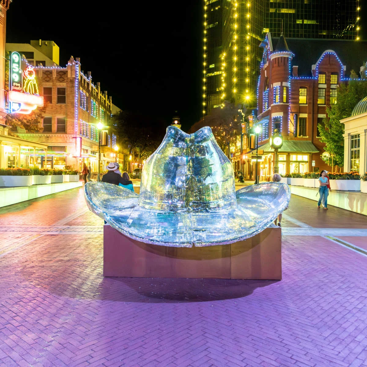 Cowbot hat landmark in downtown Fort Worth, Texas