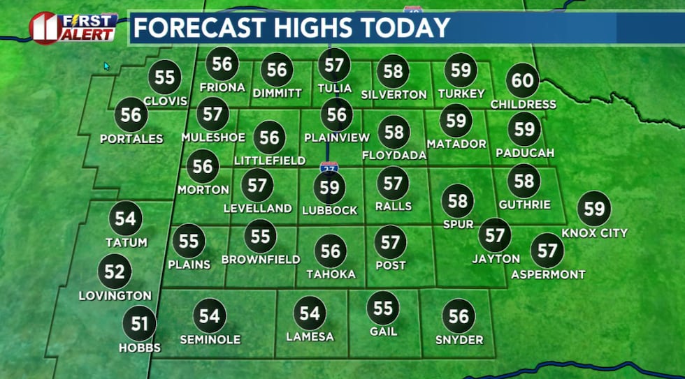 Highs today near to slightly above average for the end of the year.