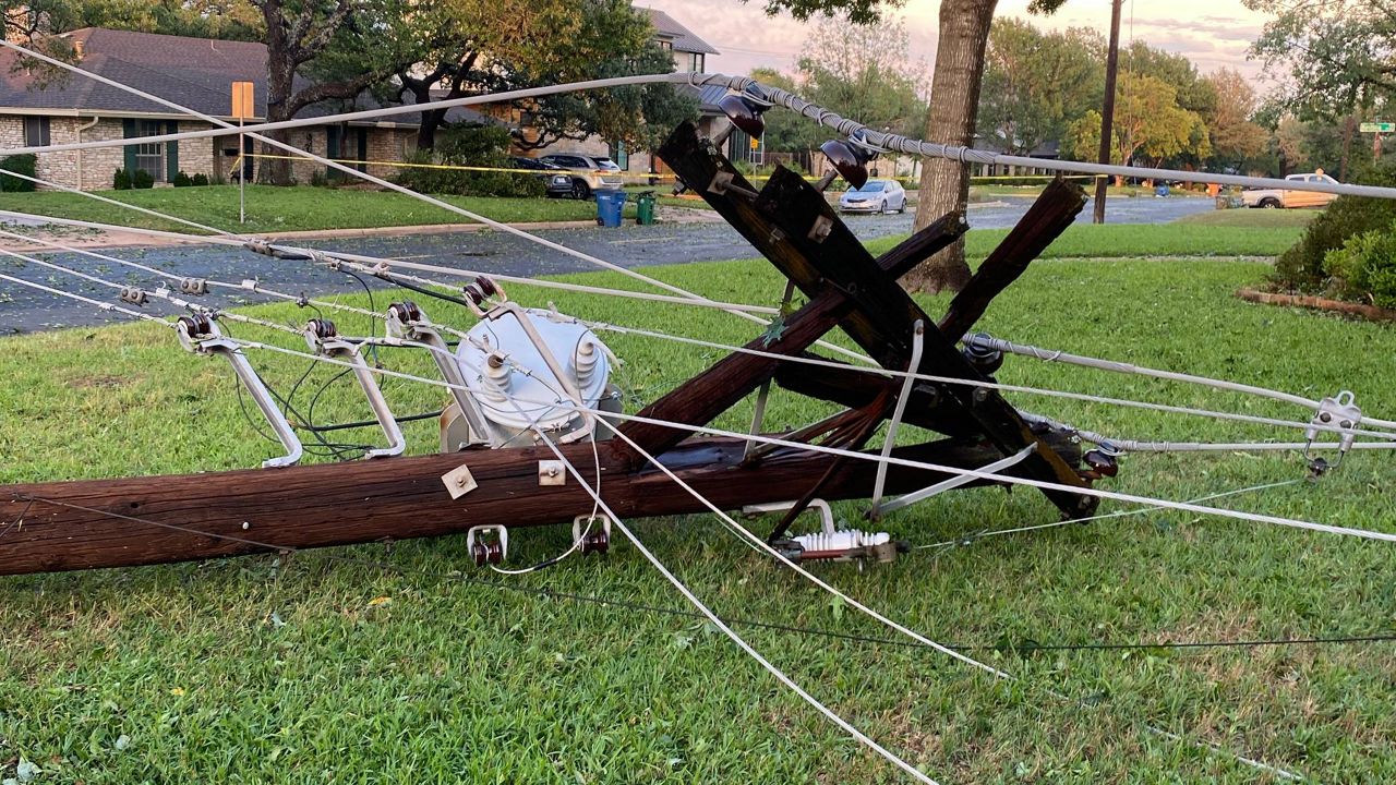 A fallen power line in the aftermath of a massive storm that brought hail and flooding to the Austin, Texas, area on Wednesday, May 28, 2025. (Credit: Austin Energy)