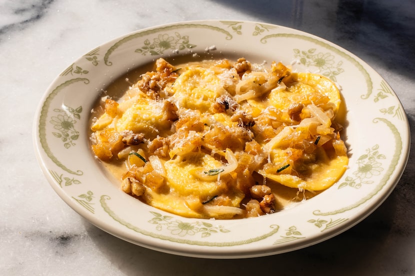 Gorgonzola, pear and walnut ravioli at Via Triozzi in Dallas