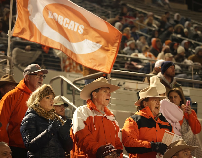 Fans cheer during a Celina High School football game against Alvarado High School at Vernon...