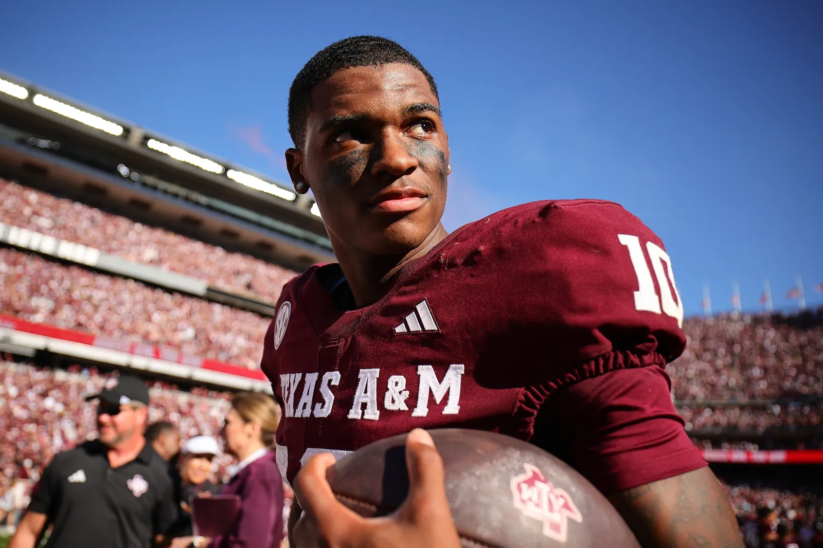 Marcel Reed #10 of the Texas A&M Aggies