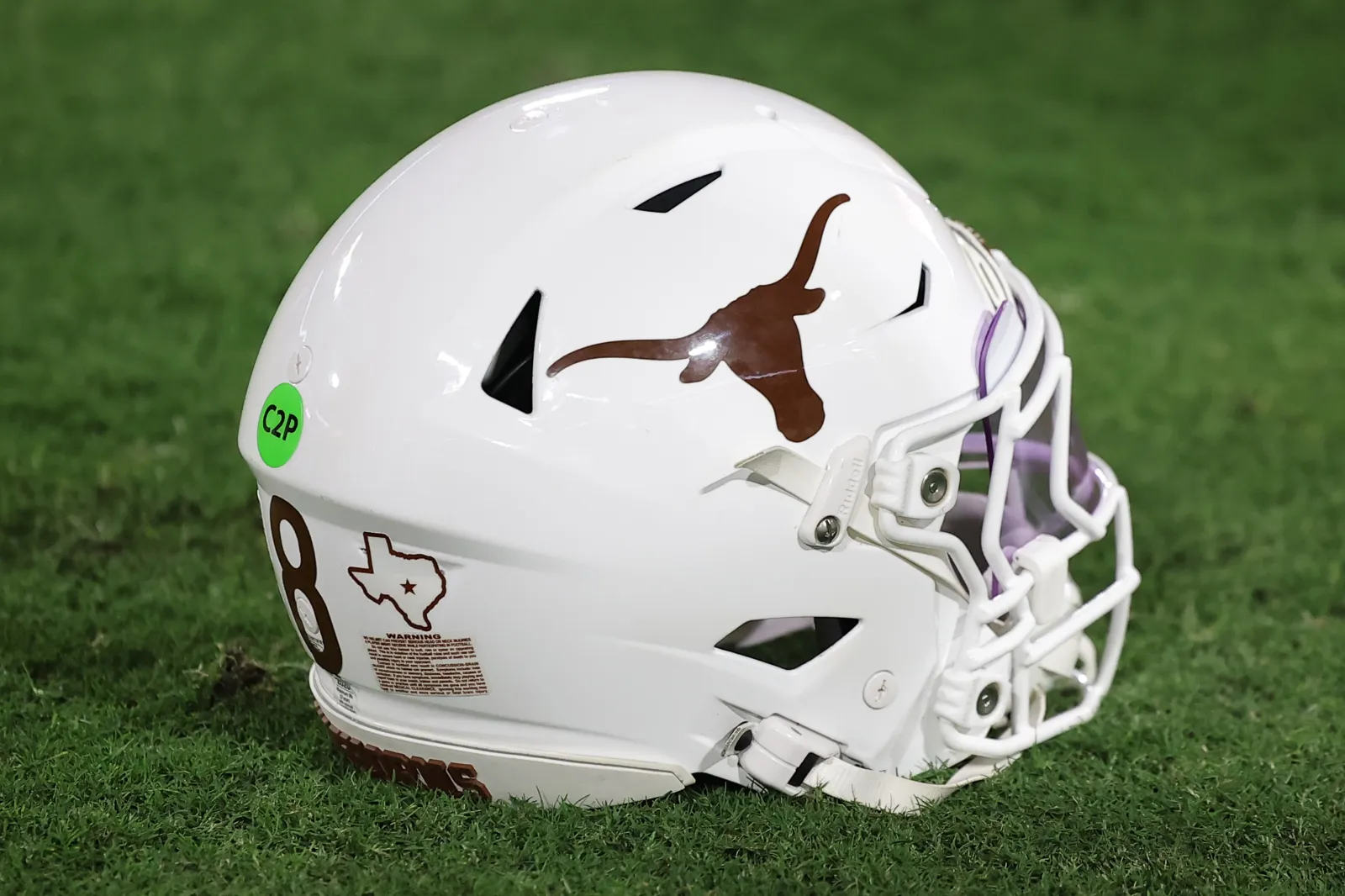 A Texas Longhorns helmet during a game at Sanford Stadium