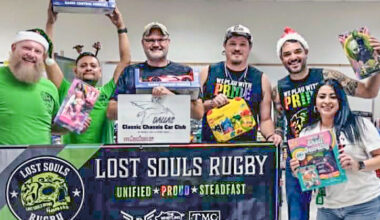 Lost Souls Rugby holds toy drive for Botello Elementary students