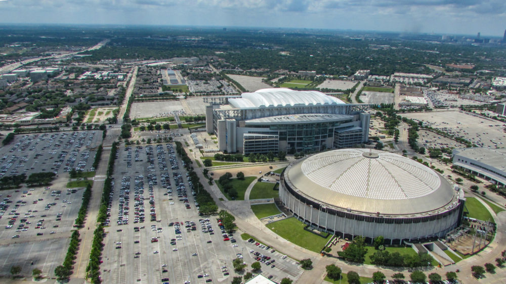 Aerial photo of the Astrodome and the NRG Stadium, home of the Houston Texans. 