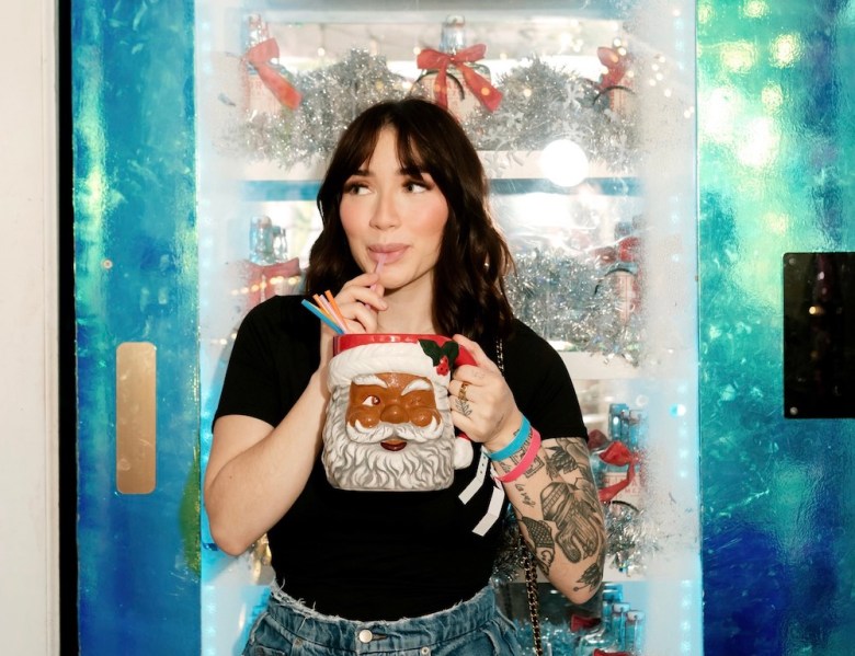 Pink Shark and other holiday pop-ups are serving their yuletide cocktails in special mugs and glassware.