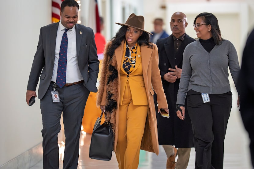 Rep. Jasmine Crockett, D-Dallas, a member of the House Judiciary Committee, arrives to...