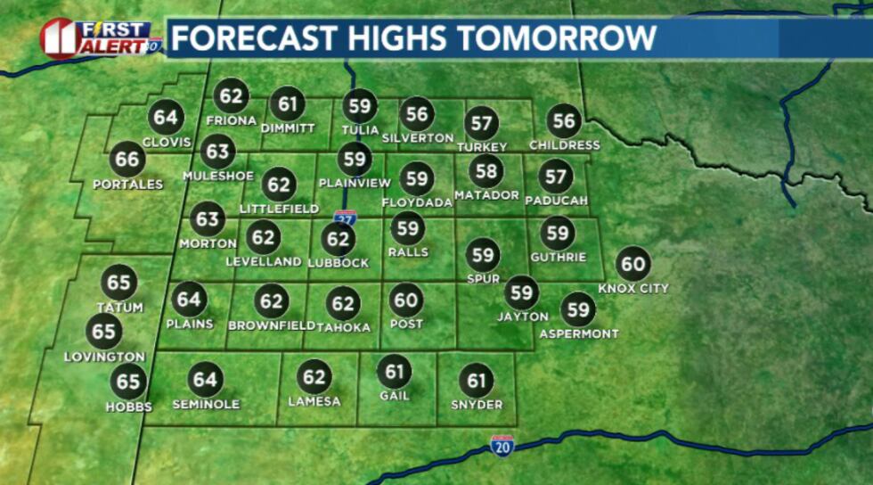 Sunday highs will feel noticeably cooler