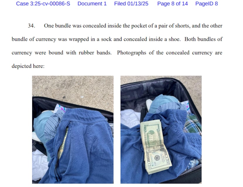 North Texas federal court records detail a 2024 cash seizure at DFW Airport.
