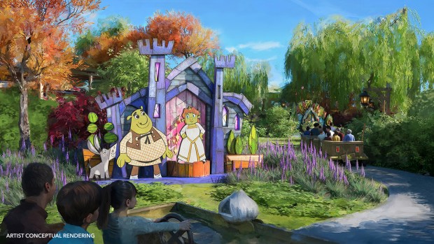 Concept art of the Happily Ogre After ride in Shrek's Swamp at the Universal Kids theme park in Frisco, Texas. (Courtesy of Universal)