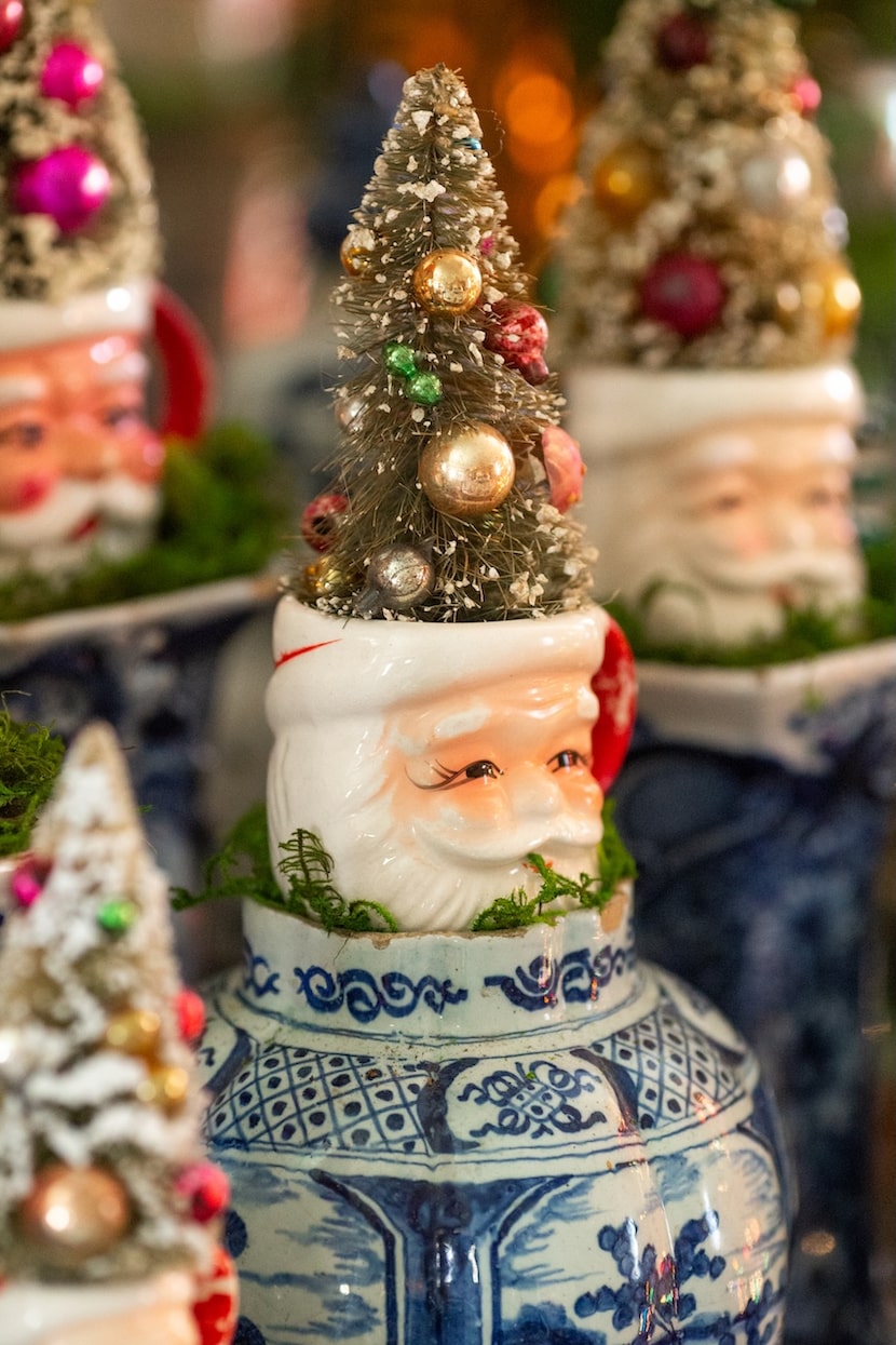 Close up photo of Santa mug sitting atop Delft collection