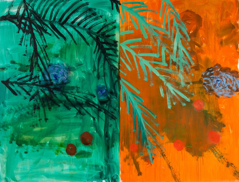 Mary Vernon, "Sun and Shade," 2025, oil on Yupo, 40 x 52 inches (diptych)