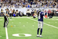 Dallas Cowboys wide receiver Kavontae Turpin (9) is flagged for advancing the ball on a fair...