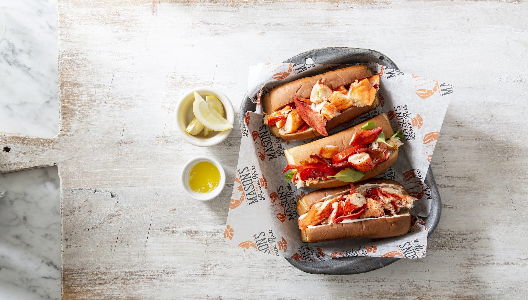 three lobster rolls