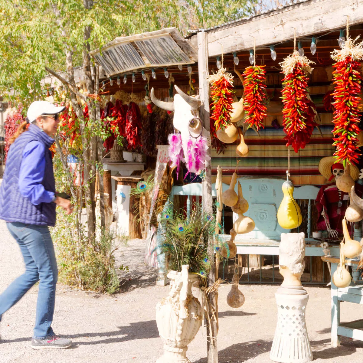 Shopper at Mesilla NM vendor near Las Cruces
