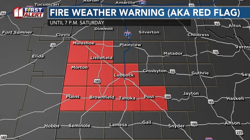 Fire weather warning also known as a red flag warning today for the counties highlighted in...