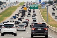 Traffic backs up in the northbound lanes of U.S. 75 on Friday, Aug. 29, 2025, in McKinney.