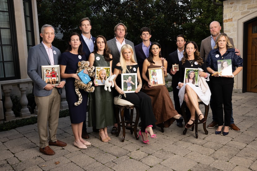 The parents of Camp Mystic campers from Dallas include (from left) John and Lacy Lawrence,...