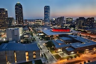 Dallas Arts District comprised of (clockwise from left foreground) City Performance Center,...
