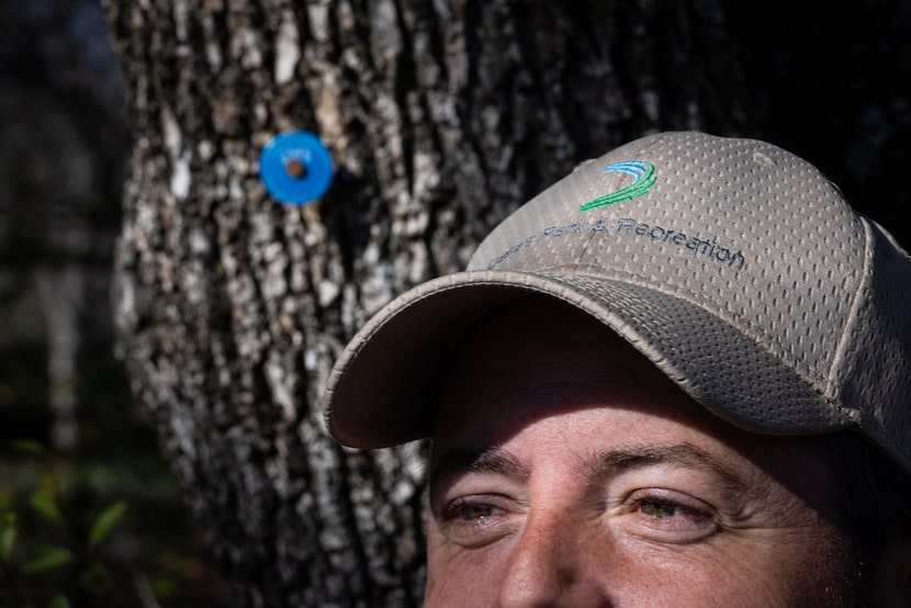 Christopher Morris, an urban biologist with the Dallas Park and Recreation Department, talks...