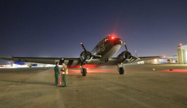 WWII C-49J Christmas Light Flight Over Fort Worth