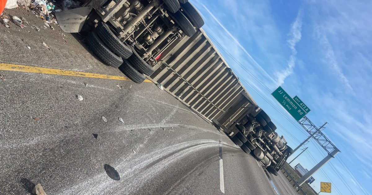 Overturned 18-wheeler blocks Interstate 20 in Dallas; cleanup to take hours