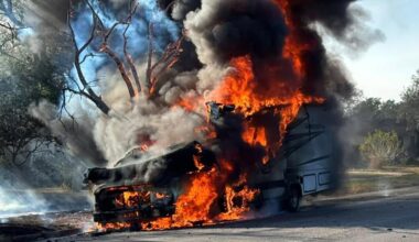 Flames engulf RV in Bishop, no injuries reported