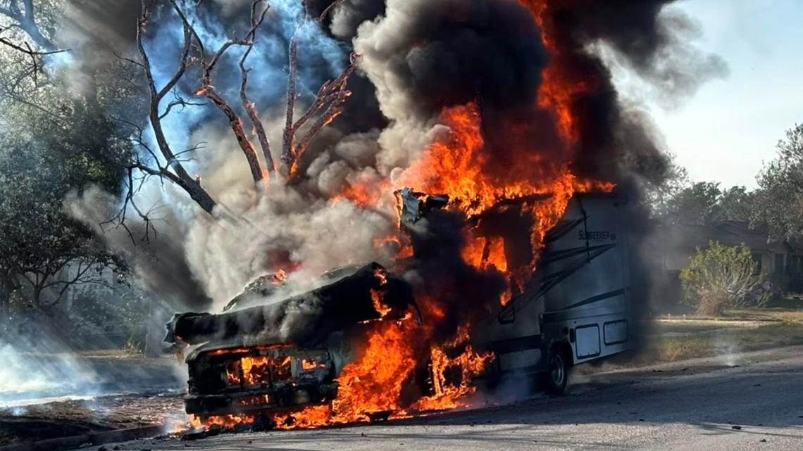 Flames engulf RV in Bishop, no injuries reported