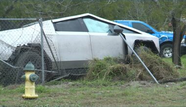 Cybertruck rolls over, breaks gas line in Flour Bluff crash