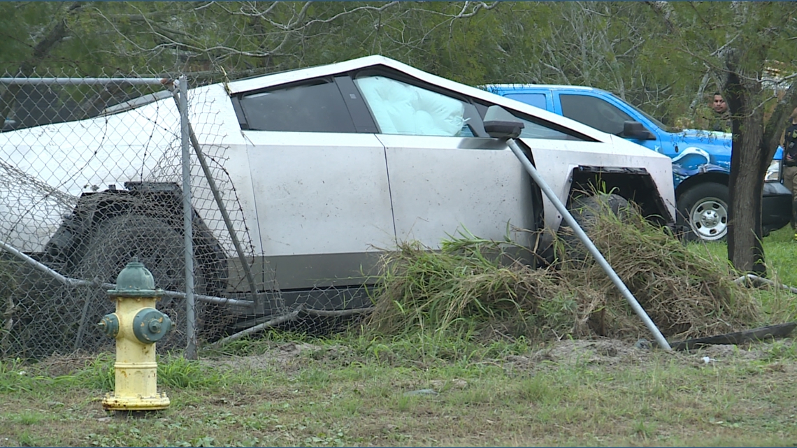 Cybertruck rolls over, breaks gas line in Flour Bluff crash