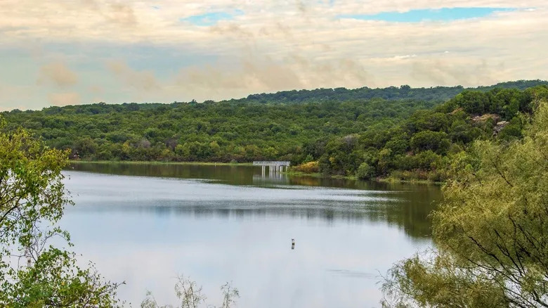 Aerial view of Tucker Lake in Palo Pinto Mountains State Park