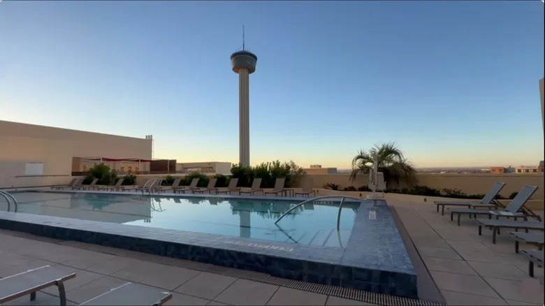 The outdoor heated pool at the Grand Hyatt San Antonio River Walk