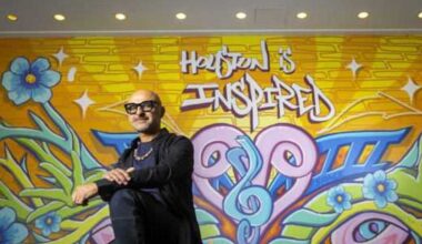 Noted Houston street artist paints vibrant new mural at downtown venue