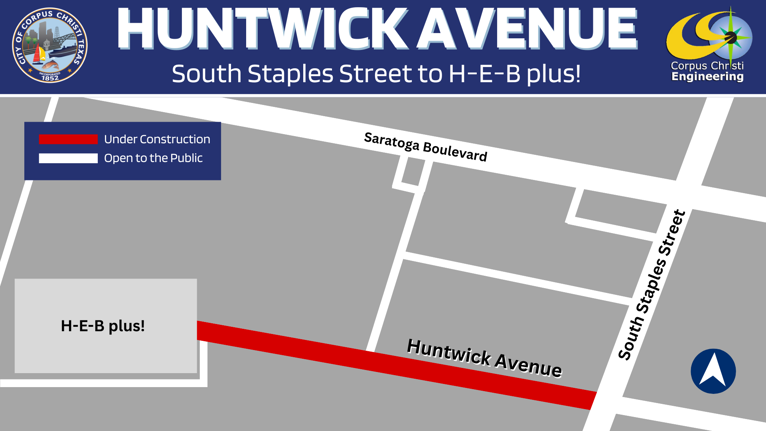 Map showing closure on Huntwick Avenue.
