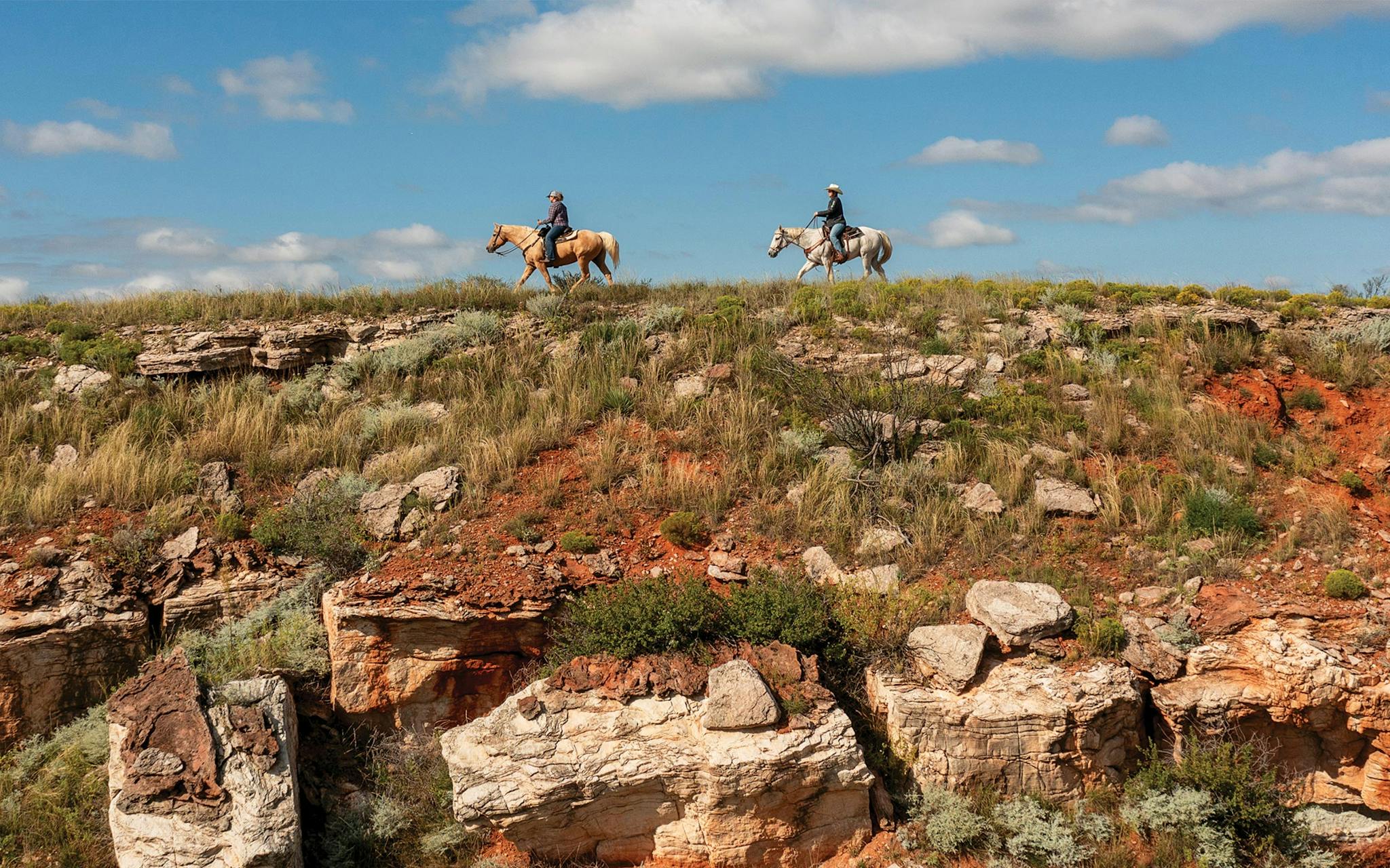 Members of the Panhandle Trail Riders Association riding at the Cross Bar Management Area
