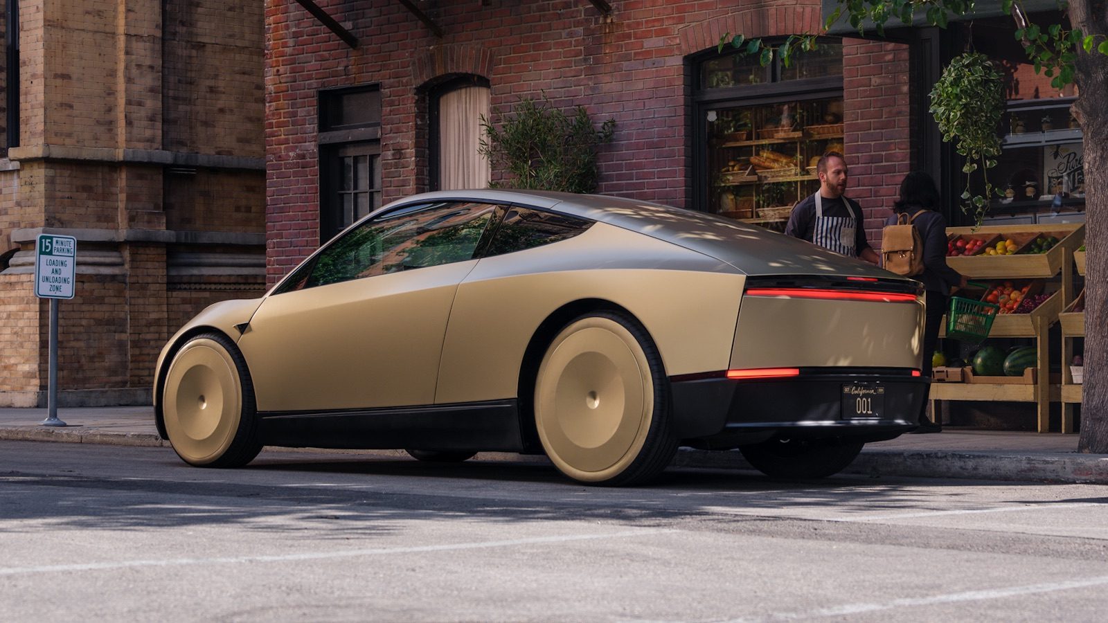 Tesla Cybercab rear on a street